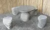 Product image 1 of the product “1 Set Table and 4 Stool. Made from Naturestone Riverstone. Table size 99 x 91 x 68cm, with 5cm thickness of the table. Stool Size approx. 45 x 34 x 45cm. ”